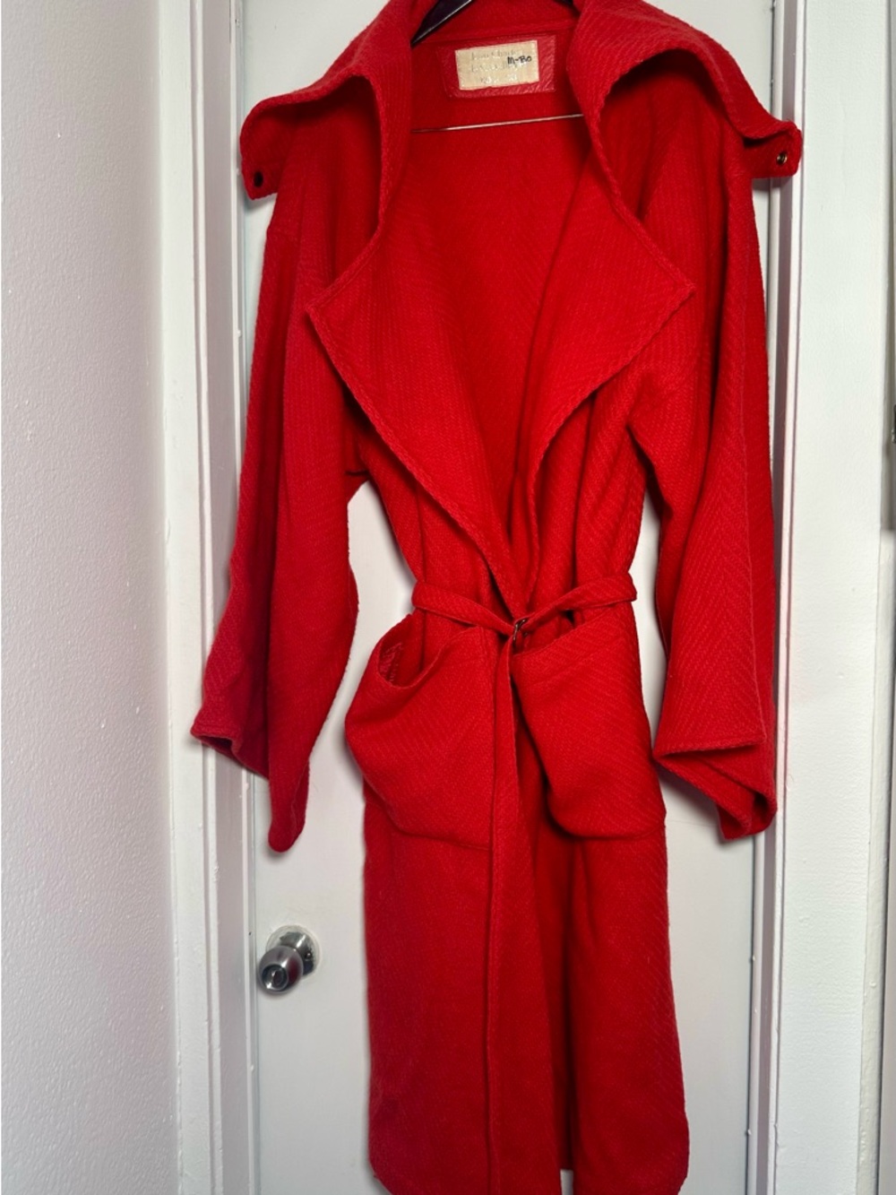 Jean Charles de Castelbajac Red Wool Coat Belted Oversized Rare Vintage